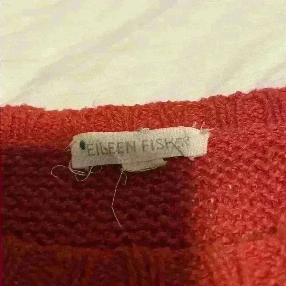 Eileen Fisher Women's Medium Sweater Burnt Orange Chunky Knit Crop NO SIZE TAG - Picture 6 of 8